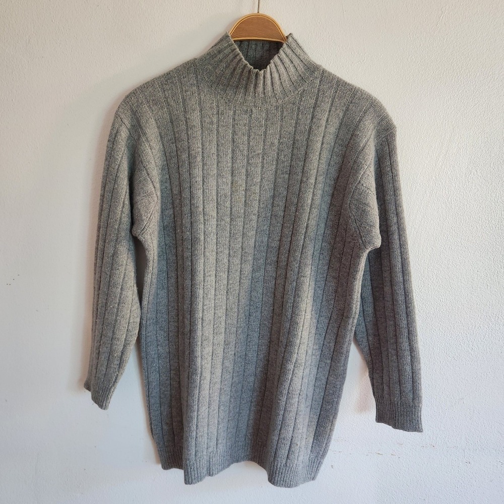 Vintage Y2K Abercrombie Fitch Softspun Lambswool Angora Mock Neck Sweater Gray